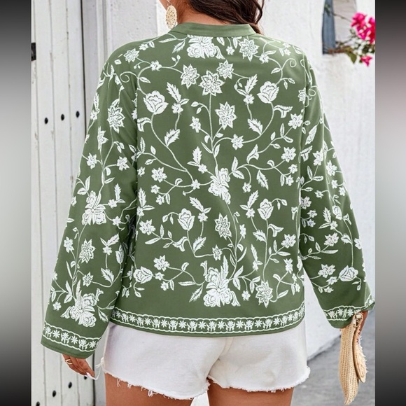 Boho Plus Size Floral Paisley Print Button Down Shirt Top Blouse - Picture 8 of 12